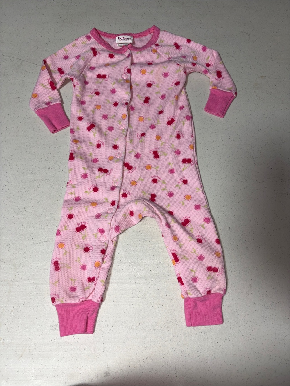 Pink Cherry-Print Kids One-Piece Bodysuit by